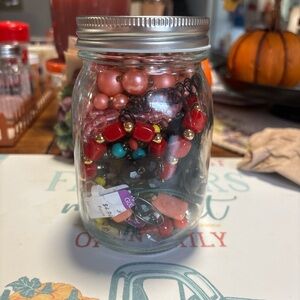 Colorful Bead Collection in Mason Jar